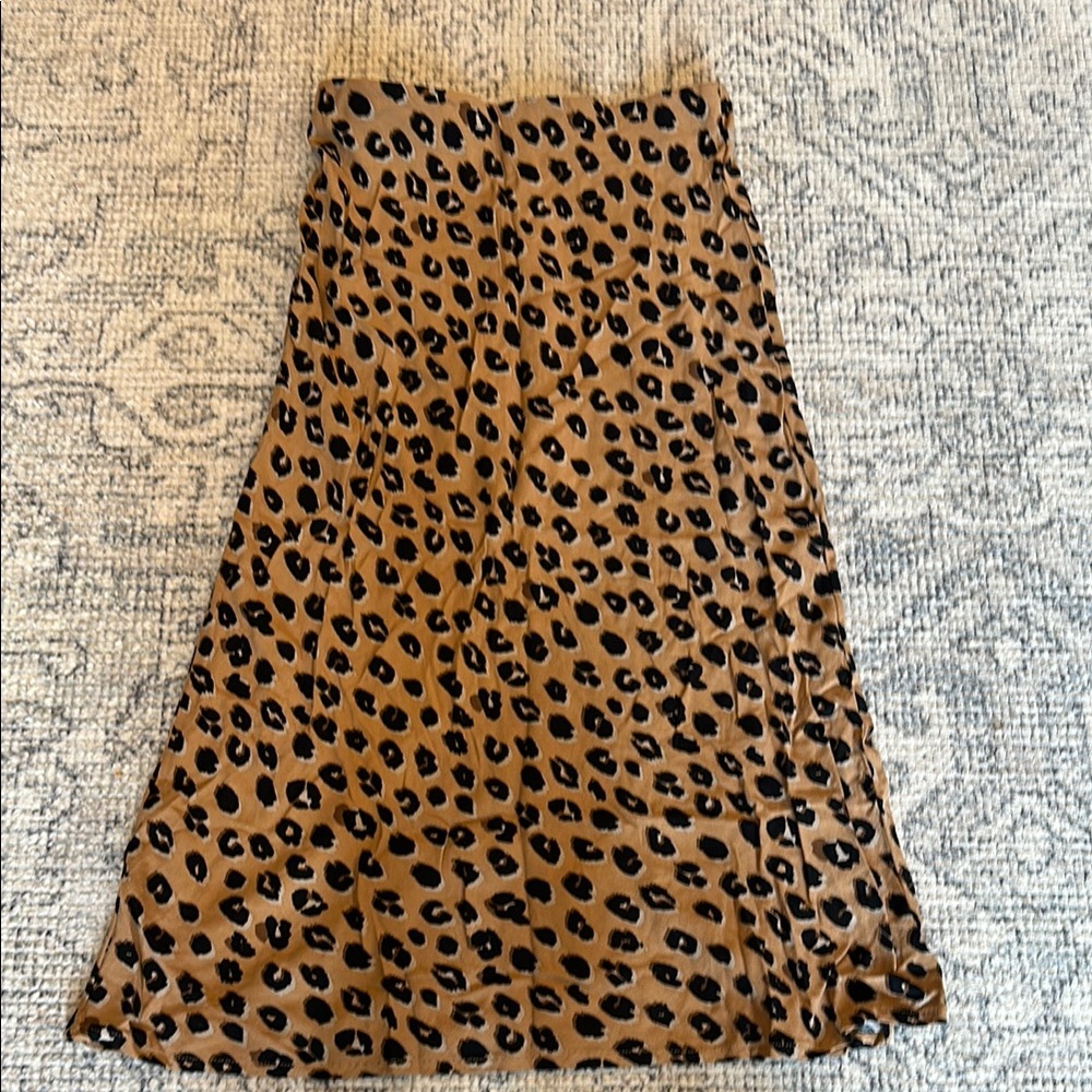 A New Day Black and Tan A-Line Midi Skirt